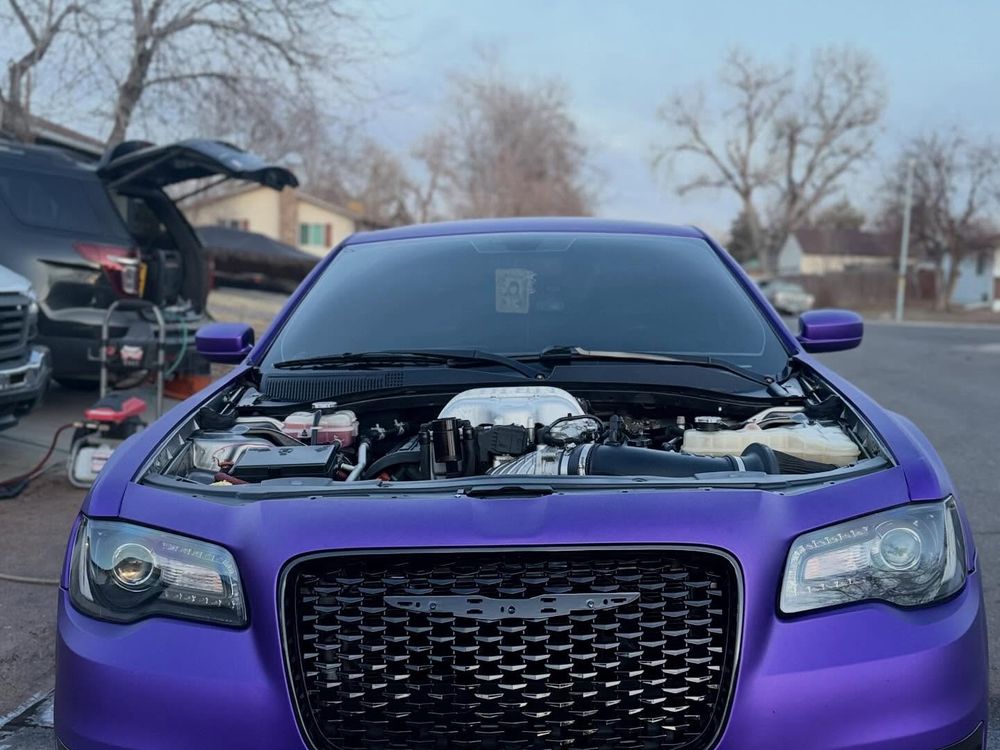 Supercharged Hellcat engine bay after a detail